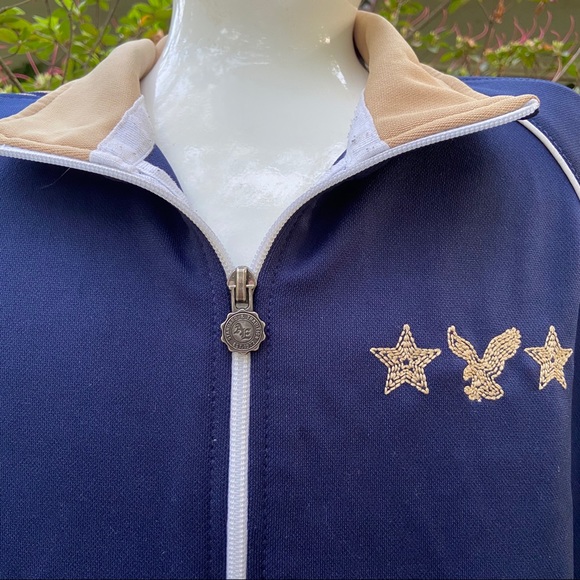 American Eagle Outfitters Blue Beige White Zipper Jacket Size Large - Picture 2 of 9
